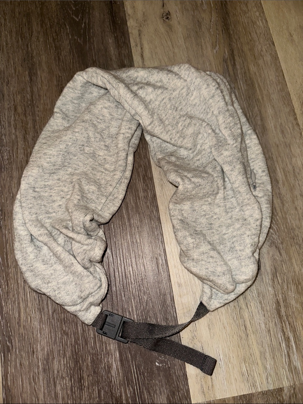 Muji Light Heather Gray Fitting Neck Pillow with Adjustable Strap